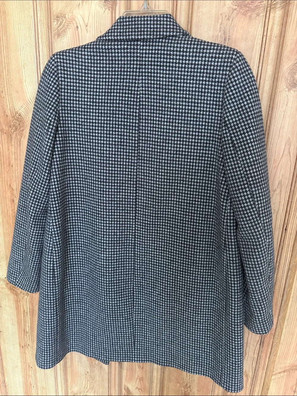 Zara Double-Breasted Houndstooth Pea Coat - Black & White - Picture 6 of 14